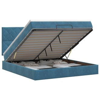 vidaXL Letto Ottomano Con Materasso Blu Scuro 140 X 200 Cm Velluto Vidaxl