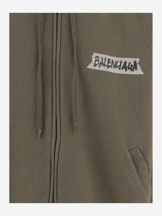 Balenciaga Mens Masking Tape Cotton Sweatshirt Khaki Sweatshirts Sweater