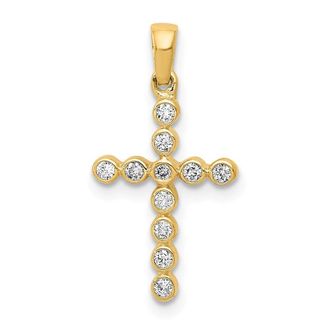 Diamond2Deal 10k Yellow Gold Polished 1/10ct. Diamond Cross Pendant