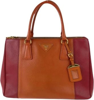 Prada Pre-owned Handbags, female, Multicolor, Size: ONE SIZE Pre-owned Saffiano Leather Triangle Logo Tote