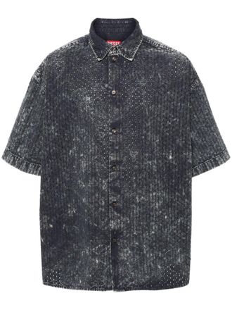 Diesel S-Lazer perforated-design shirt - men - Cotton - 50 - Blue