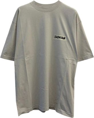 Balenciaga T-Shirts, male, Gray, Size: XL Crew Neck T-Shirt