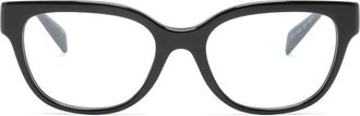Versace Greca-detailing round-frame glasses - women - Acetate - 54 - Black