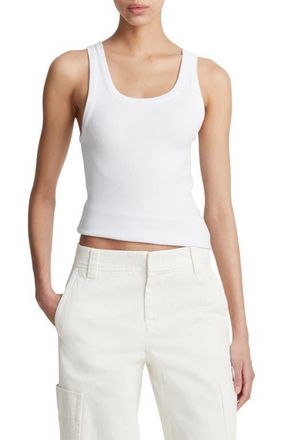 Vince Scoop Neck Rib Tank in Optic White at Nordstrom, Size X-Large