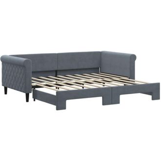 vidaXL Sof&aacute; Cama Nido Terciopelo Gris Oscuro 90x190 Cm Vidaxl