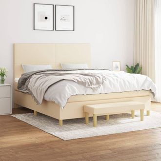 vidaXL Vidaxl - Cama Box Spring Con Colch&oacute;n Tela Color Crema 180x200 Cm