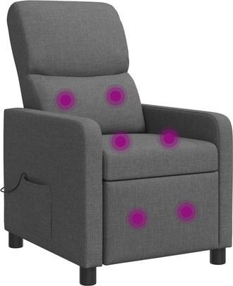 vidaXL Silla De Masajes Reclinable Gris Oscuro Tela Vidaxl