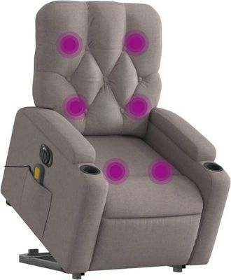 vidaXL Vidaxl - Sill&oacute;n De Masaje El&eacute;ctrico Reclinable Elevable Tela Taup&eacute;