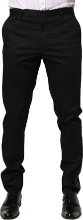 Dolce & Gabbana Mens Cotton-Elastane Dress Trousers Black