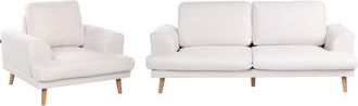 Beliani Conjunto De Sala De Estar 4 Plazas Moderno De Tela Cojines De Respaldo Reposabrazos Curvados Anchos Beige Claro Kildal