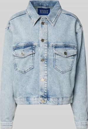 Scotch & Soda Jeansjacke mit Brustpattentaschen in Hellblau, Gr&ouml;&szlig;e XL