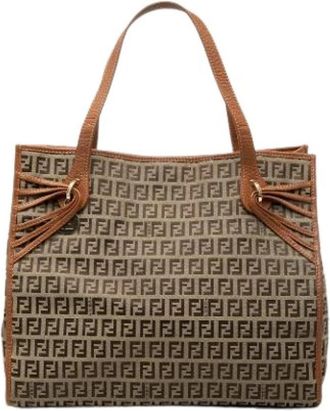 Fendi Pre-owned Canvas Tote - Dames - Vintage Shopper - Bruin - ONE Size - Leer - Vintage