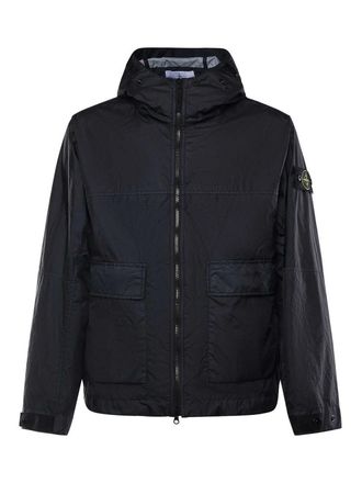 Stone Island Nylon Hooded Jacket With Logo