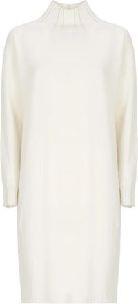 Fabiana Filippi Jurk met hoge hals van wolmix - Dames - Kleedjes - Wit - S - Wol - Kleedjes