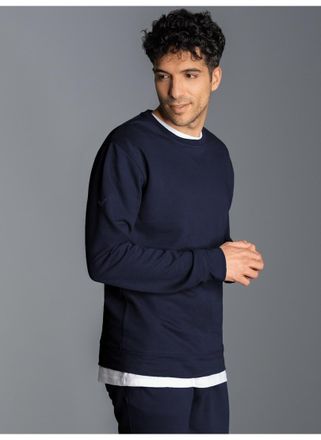 Trigema Sweatshirt TRIGEMA TRIGEMA Sweatshirt aus Biobaumwolle, Herren, Gr. XXL, blau (navy), 75% Baumwolle (Biobaumwolle kbA), 25% Baumwolle (recycelt), Basi