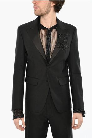 Dsquared2 Virgin Wool and Silk 2 Buttons Blazer with Sequin size 46