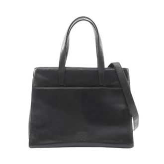 Loewe Pre-owned Handbags, female, Black, Size: ONE SIZE Pre-owned Anagram Leather 2way Handbag