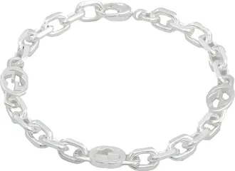 Gucci Interlocking G Motif Sterling Silver Bracelet, Size 19 - Yba620798002