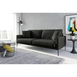 Norrwood home24 Norrwood Sofa Sauvo I 3-Sitzer Dunkelgrau Samt 214x83x90 cm
