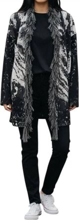 Frank Lyman Design Tassel Trim Cardigan In Black