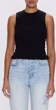 Pistola Denim Phoebe Sleeveless Smocked Stretch Cotton Tank in Noir at Nordstrom Rack, Size X-Large