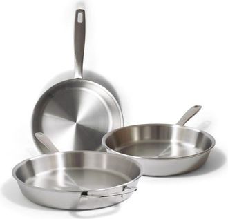 alva Maestro 3-Piece 5-Ply Stainless Steel Frying Pan Cookware Set in Silver at Nordstrom