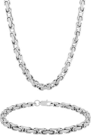 Robert Alton Byzantine Link Stainless Steel Mens Jewelry Set