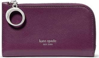 Kate Spade New York small halo fine grain leather zip wallet in Purple Agate at Nordstrom