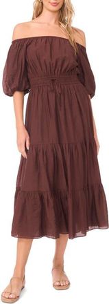 Vince Camuto Off the Shoulder Tiered Maxi Dress in Cabernet at Nordstrom, Size X-Large