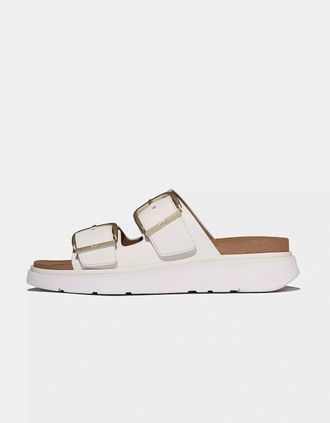 FitFlop Womens FitFlop Womens GEN-FF Buckle Two-Bar Leather Slides - Urban White 194 - Size: 6