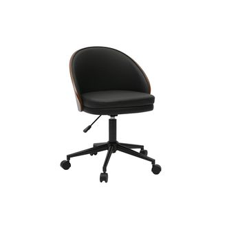 Miliboo Silla De Oficina Con Ruedas Negra, Madera Oscura Y Metal Tucson