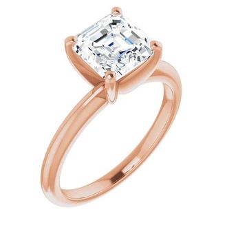Pompeii3 5Ct Asscher Solitaire Moissanite Engagement Ring in White Yellow or Rose Gold