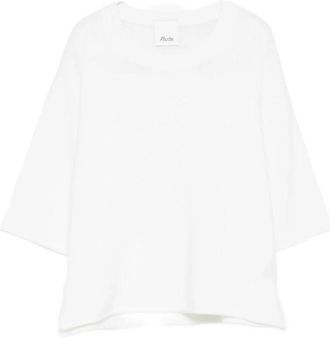 Allude T-shirt met onafgewerkte rand - Dames - Cashmere truien - Wit - S - Kasjmier - Truien & Vesten