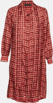 Carolina Herrera Ch Carolina Herrera Red Abstract Printed Silk Button Front Tunic Dress