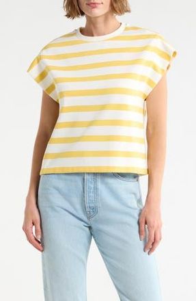 Daniel Rainn Stripe Cap Sleeve Top in Ivory/Yellow at Nordstrom Rack, Size X-Large