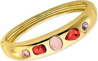 Ross-Simons 14kt Yellow Gold-Plated Bangle Bracelet With Simulated Tonal-Pink and Red Gemstones