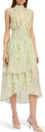 En Saison Claire Floral Sleeveless Dress in Sage Yellow at Nordstrom, Size X-Small