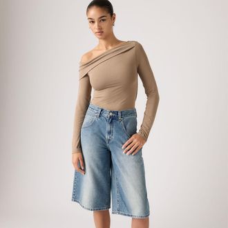 Levi's Clara Off Shoulder Long Sleeve Top - Womens - XS - Beige / Pine Bark