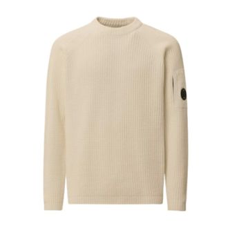 C.P. Company Maglione Girocollo in Ciniglia di Cotone - - Knitwear - Uomo - Bianco - S