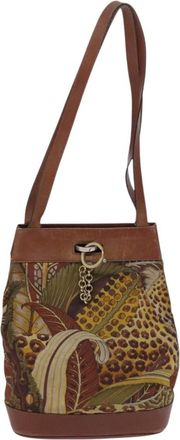 Ferragamo Brown Canvas Shoulder Bag (Pre-Owned)