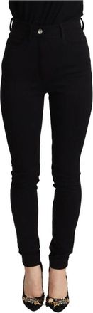 Dolce & Gabbana Zwarte Skinny Broek met Hoge Taille - Dames - Slim Fit Jeans - Zwart - S - Denim - Jeans