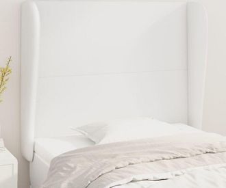 vidaXL Cabecero Con Orejas De Cuero Sint&eacute;tico Blanco 93x23x118/128 Cm Vidaxl