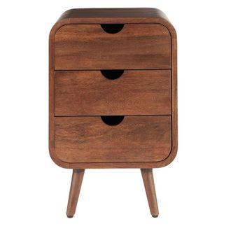 Decoclico Table de chevet en manguier teint&eacute; noyer 3 tiroirs