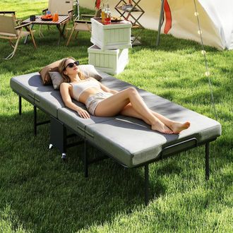 Matteo 90x190cm Folding Bed with 6cm Memory Foam Mattress, Guest in Grey | Size: Single