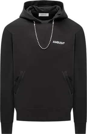 AMBUSH Black Ballchain Silver Detail Cotton Hoodie