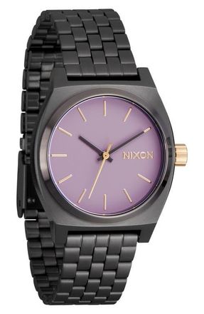 Nixon Medium Time Teller Bracelet Watch, 31mm in Gunmetal /Lavender /Gold at Nordstrom