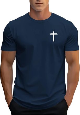 Generic DENGJIAMY Mens Christian T Shirts Cross Graphic Tshirt Faith Jesus Tee Short Sleeve Casual Crew Neck Tops Classic Basic Shirt Summer Clothes for Men (