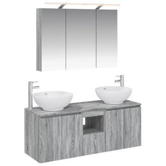 vidaXL Juego De Muebles De Ba&ntilde;o 4 Pcs Sonoma Gris Madera De Ingenier&iacute;a Vidaxl