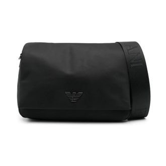 Emporio Armani Cross Body Bags, male, Black, Size: ONE SIZE Logo Nylon Crossbody Bag