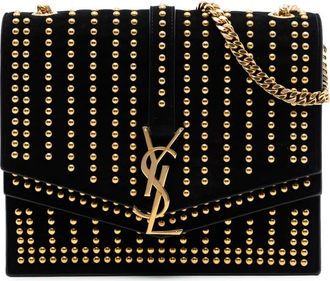 Saint Laurent Pre-owned Saint Laurent Medium Studded Suede Monogram Sulpice Crossbody FLY533115A.0718